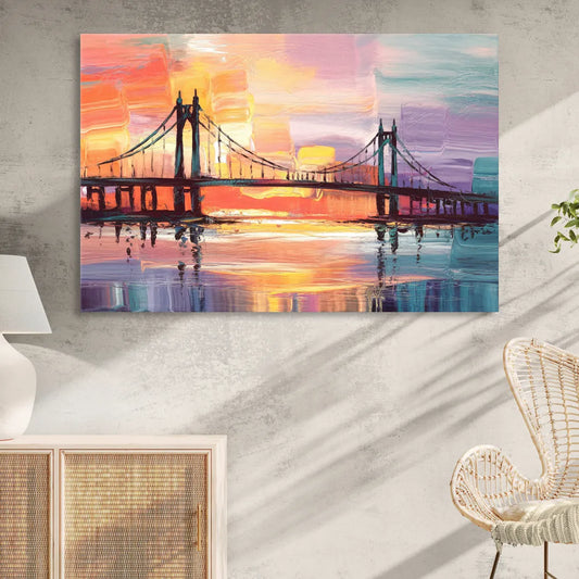 Chesapeake Bridge Silhouette Living Room - Canvas Wall Art