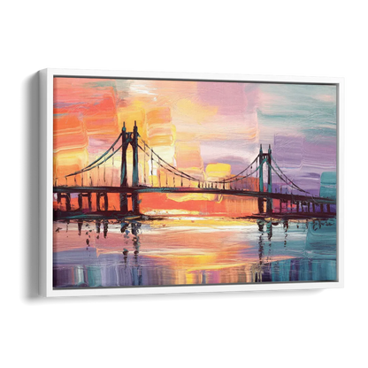 Chesapeake Bridge Silhouette Side - White Canvas Wall Art