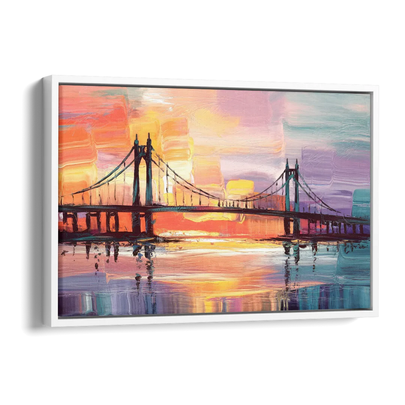 Chesapeake Bridge Silhouette Side - White Canvas Wall Art