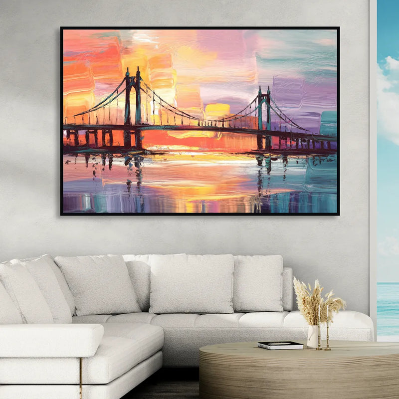 Chesapeake Bridge Silhouette Sitting Room - Black Canvas Wall Art