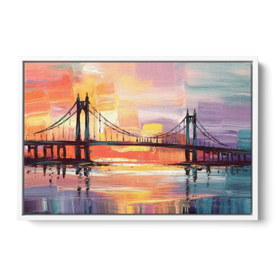 Chesapeake Bridge Silhouette Front - White Canvas Wall Art