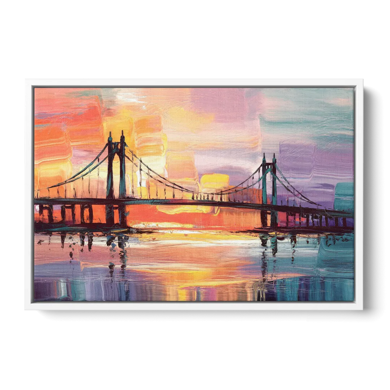 Chesapeake Bridge Silhouette Front - White Canvas Wall Art
