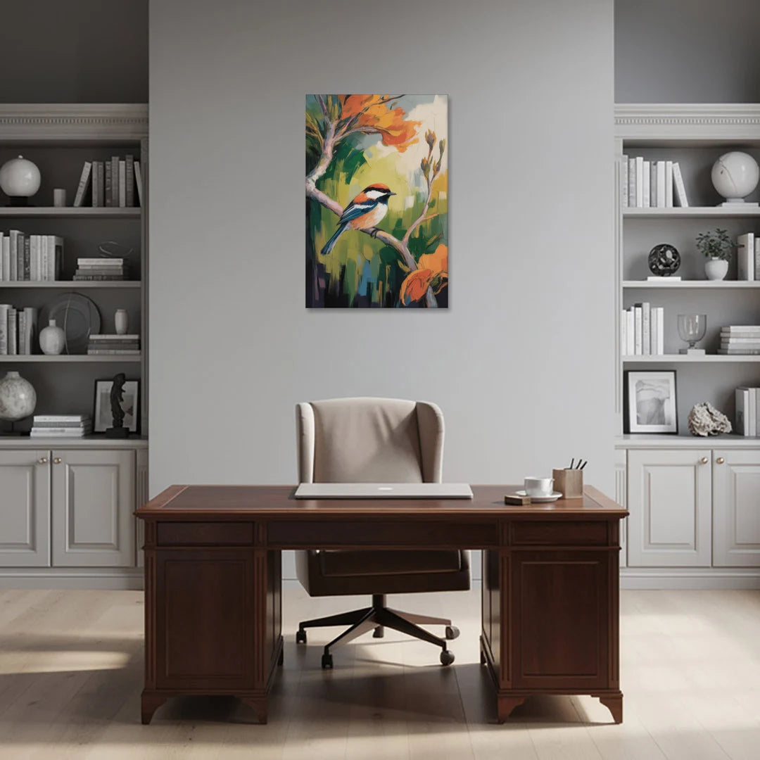 Chic Chickadee Charm - Canvas Wall Art - Office - 24x36