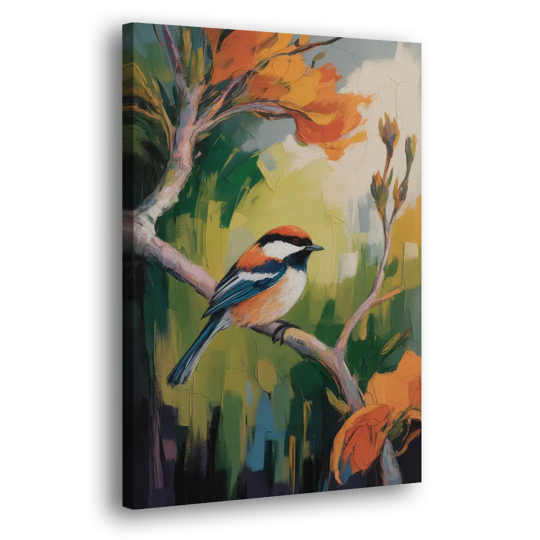 Chic Chickadee Charm Side - Canvas Wall Art