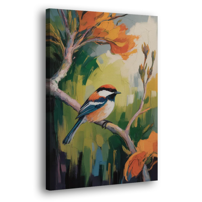 Chic Chickadee Charm Side - Canvas Wall Art
