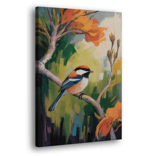 Chic Chickadee Charm Side - Canvas Wall Art