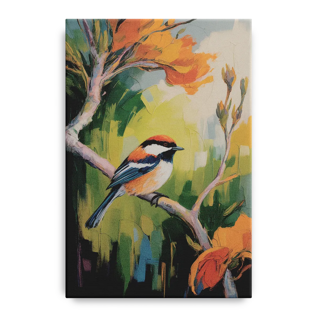 Chic Chickadee Charm Front - Canvas Wall Art