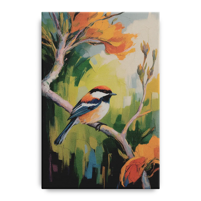 Chic Chickadee Charm Front - Canvas Wall Art