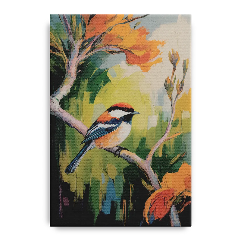 Chic Chickadee Charm Front - Canvas Wall Art