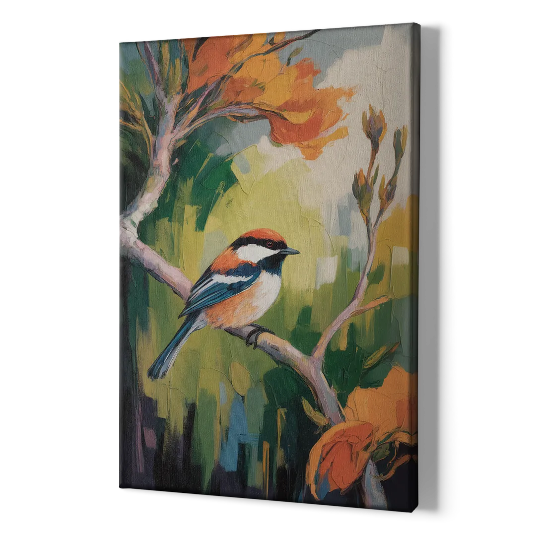 Chic Chickadee Charm - Canvas Print Art Sides