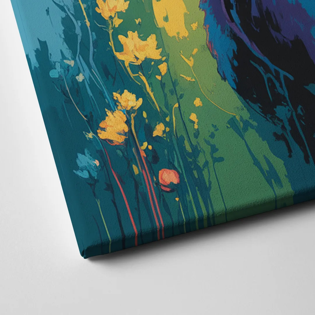Chic Floral Deer Head Canvas Close Up