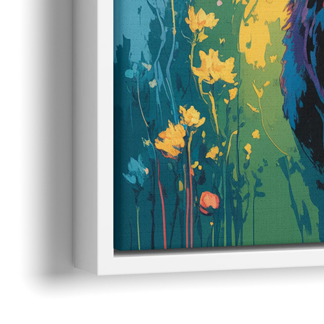 Chic Floral Deer Head - Close-Up White Frame Canvas