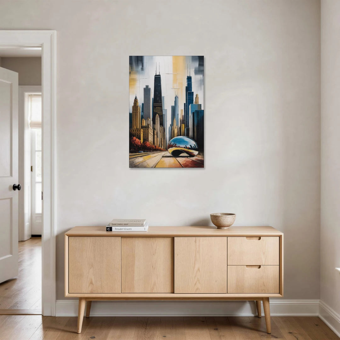 Chicago 3D Layered Skyline Perspective - Canvas Wall Art - Coffee Table - 24x36