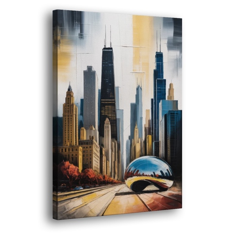 Chicago 3D Layered Skyline Perspective - Canvas Wall Art - Side