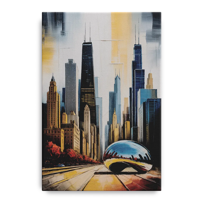 Chicago 3D Layered Skyline Perspective Front - Canvas Wall Art
