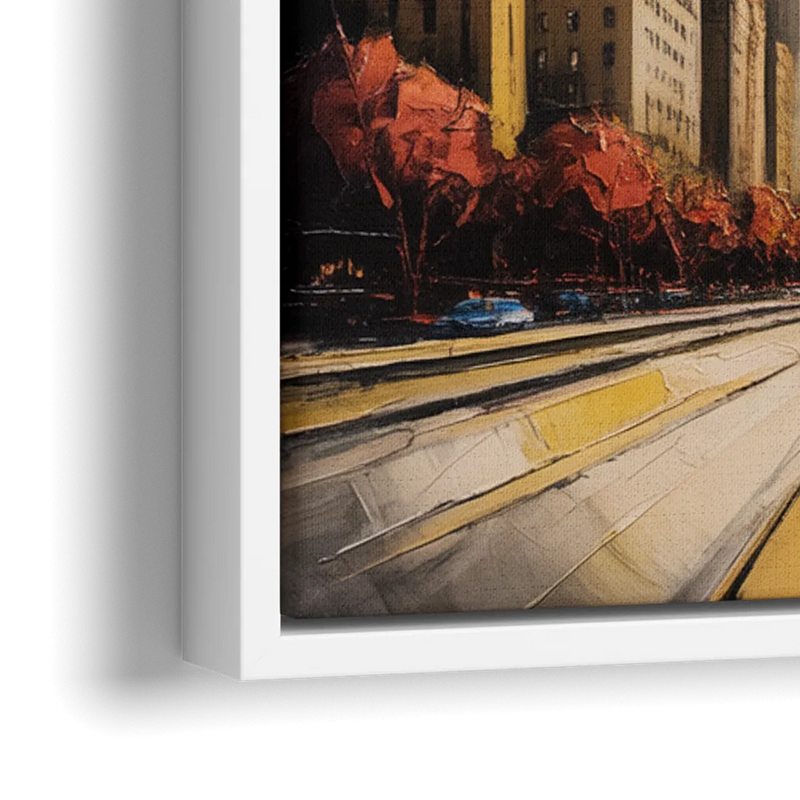 Chicago 3D Layered Skyline Perspective - Close-Up White Frame Canvas