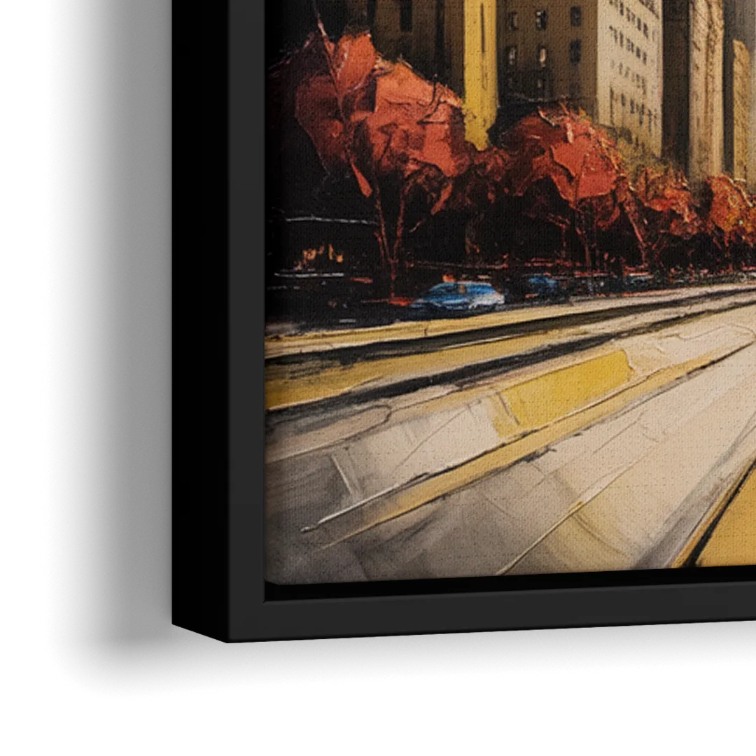 Chicago 3D Layered Skyline Perspective - Close-Up Black Frame Canvas