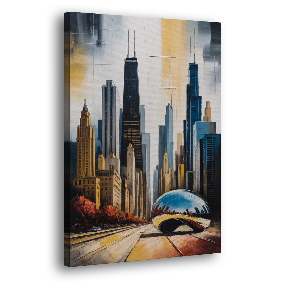 Chicago 3D Layered Skyline Perspective Side - Canvas Wall Art