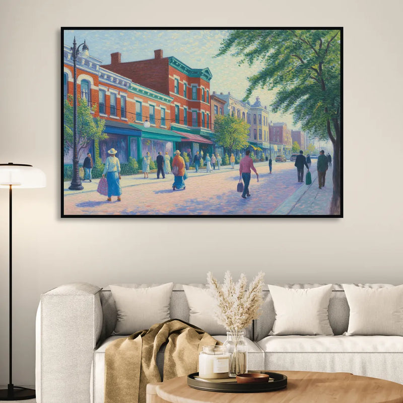 Chicago Andersonville Cultural Heritage Sitting Room - Black Canvas Wall Art