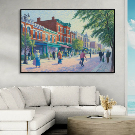 Chicago Andersonville Cultural Heritage Living Room - Black Canvas Wall Art