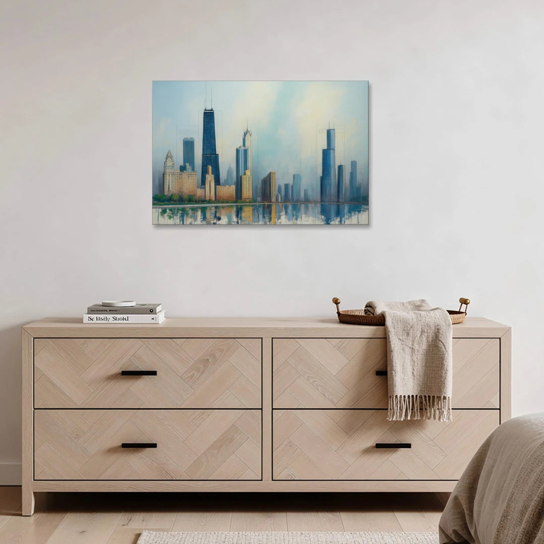 Chicago Architectural Blueprint Series - Canvas Wall Art - Coffee Table - 36x24