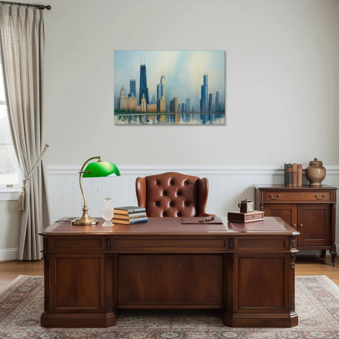 Chicago Architectural Blueprint Series - Canvas Wall Art - Office - 36x24