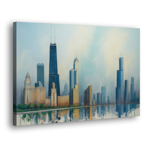 Chicago Architectural Blueprint Series - Canvas Wall Art - Side