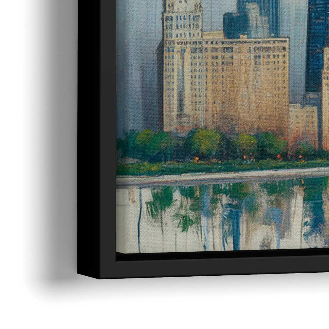 Chicago Architectural Blueprint Series - Close-Up Black Frame Canvas