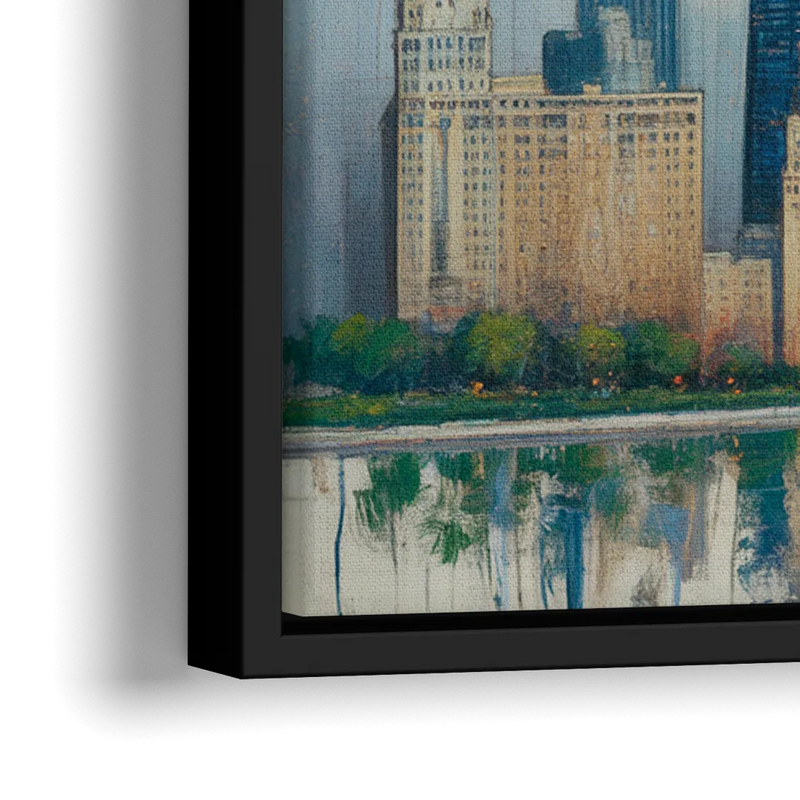 Chicago Architectural Blueprint Series - Close-Up Black Frame Canvas