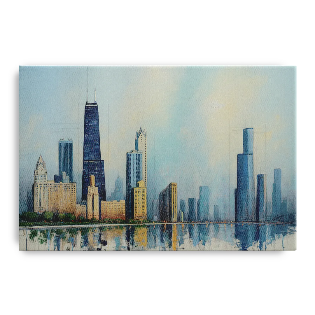Chicago Architectural Blueprint Series Front - Canvas Wall Art
