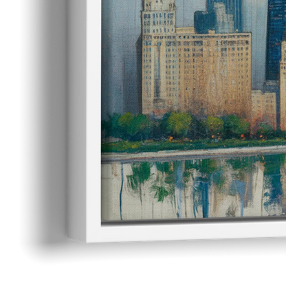 Chicago Architectural Blueprint Series - Close-Up White Frame Canvas