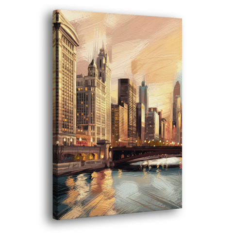Chicago Architecture and Landmarks - Canvas Wall Art - Side