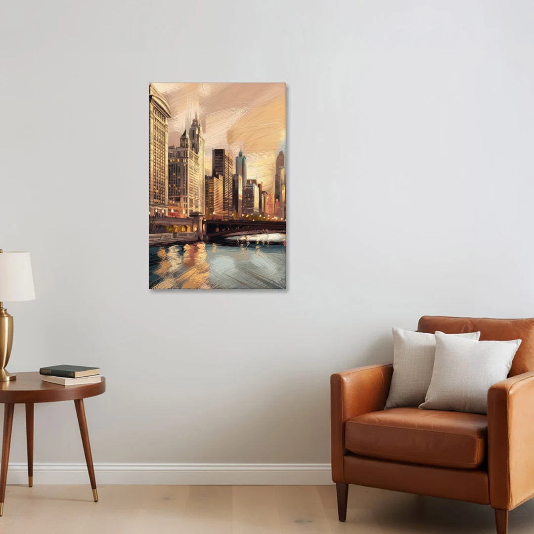 Chicago Architecture and Landmarks - Canvas Wall Art - Sofa - 24x36