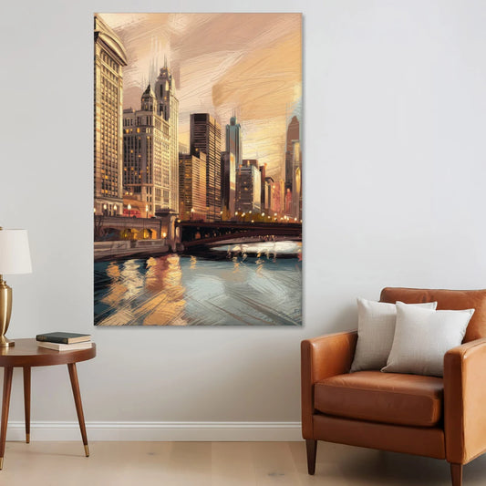 Chicago Architecture and Landmarks - Canvas Wall Art - Sofa - 40x60