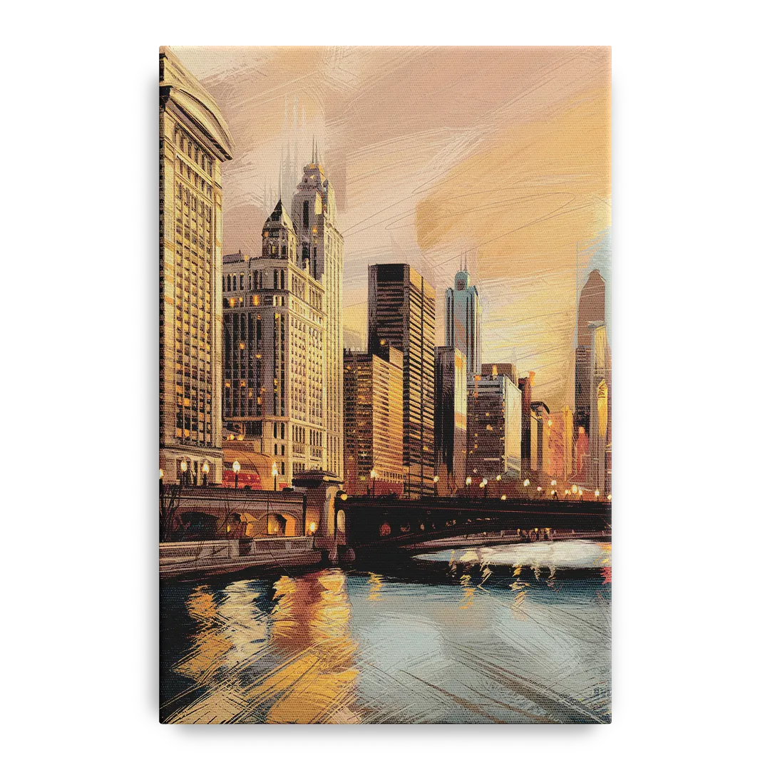 Chicago Architecture and Landmarks Front - Canvas Wall Art