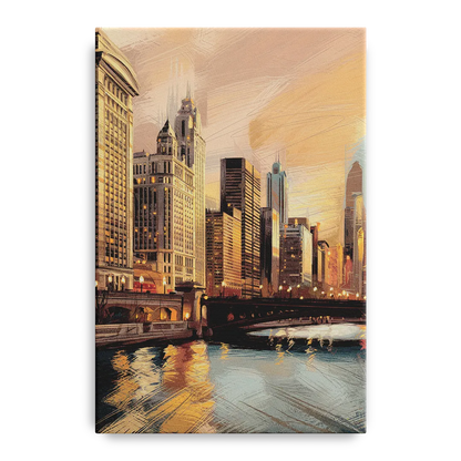 Chicago Architecture and Landmarks Front - Canvas Wall Art