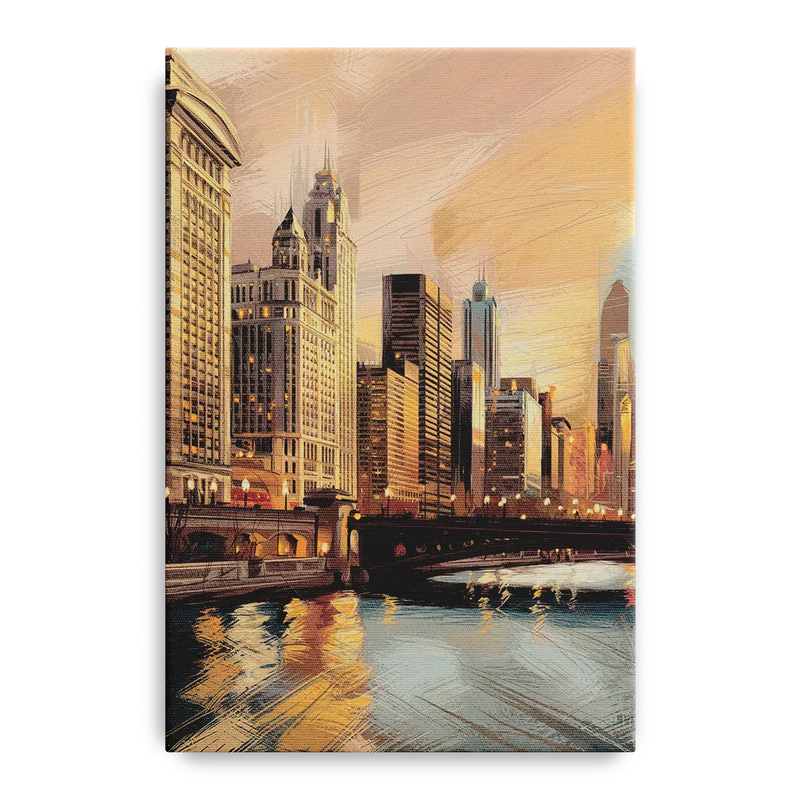 Chicago Architecture and Landmarks Front - Canvas Wall Art
