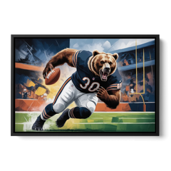 Chicago Bears Impressionistic Bear Art - Black Framed Canvas Wall Art - Front