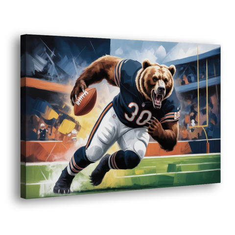 Chicago Bears Impressionistic Bear Art - Canvas Wall Art - Side