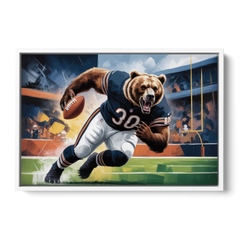 Chicago Bears Impressionistic Bear Art - White Framed Canvas Wall Art - Front