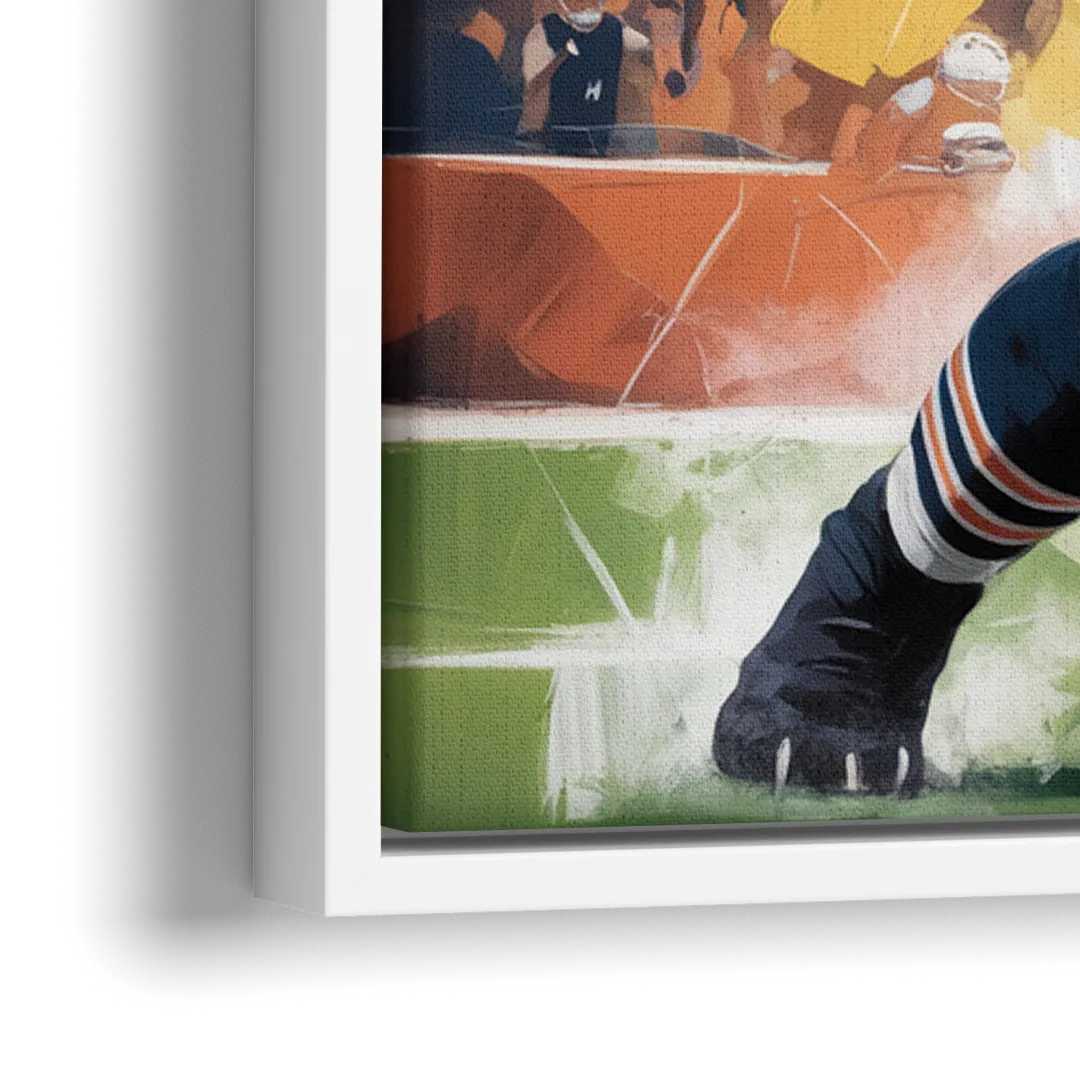 Chicago Bears Impressionistic Bear Art - Close-Up White Frame Canvas