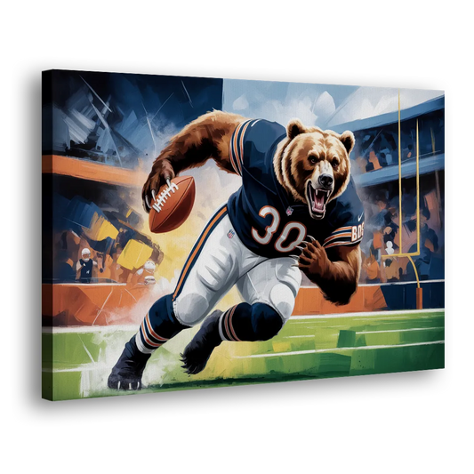 Chicago Bears Impressionistic Bear Art Side - Canvas Wall Art