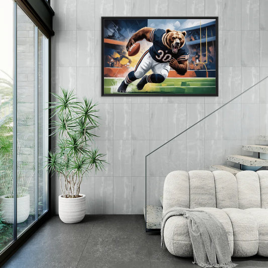 Chicago Bears Impressionistic Bear Art - Living Room Black Frame Canvas