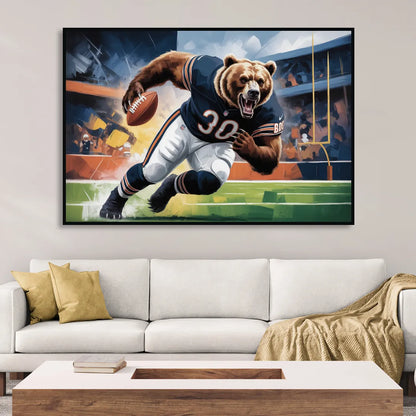 Chicago Bears Impressionistic Bear Art Sitting Room - Black Canvas Wall Art