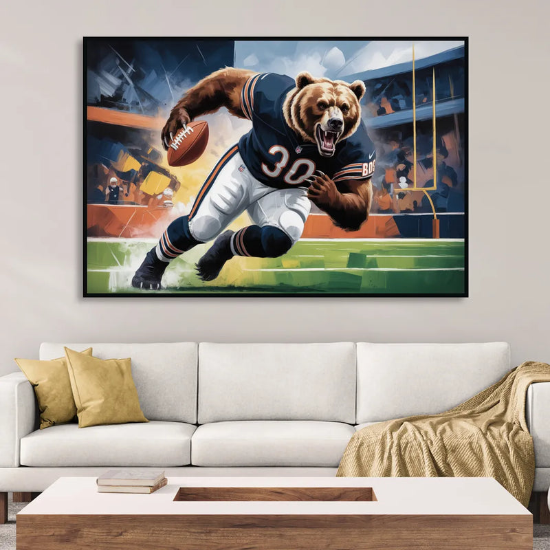 Chicago Bears Impressionistic Bear Art Sitting Room - Black Canvas Wall Art