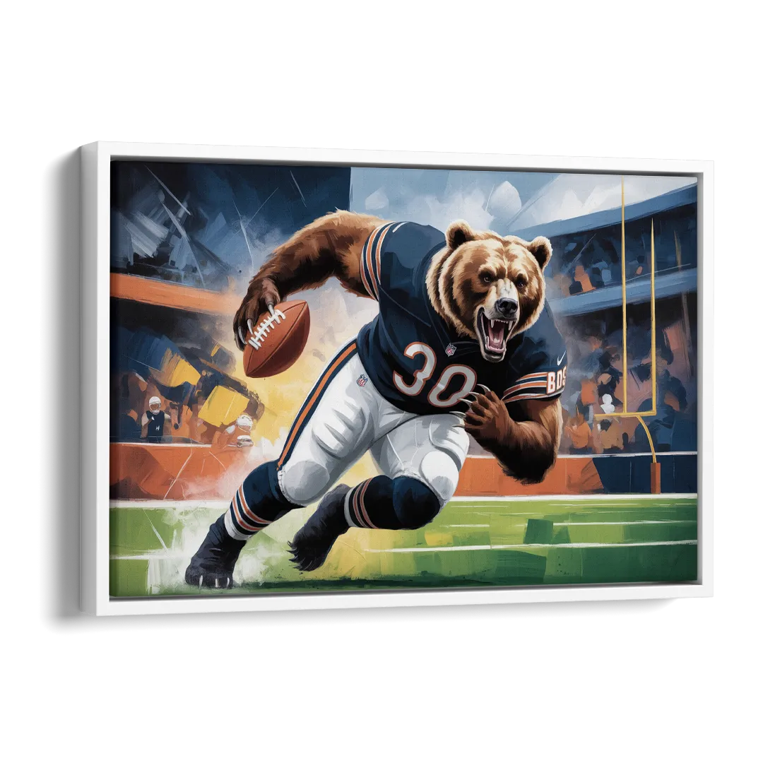 Chicago Bears Impressionistic Bear Art Side - White Canvas Wall Art