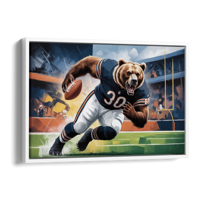 Chicago Bears Impressionistic Bear Art Side - White Canvas Wall Art