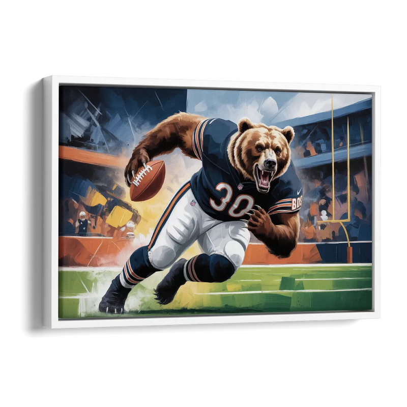Chicago Bears Impressionistic Bear Art Side - White Canvas Wall Art