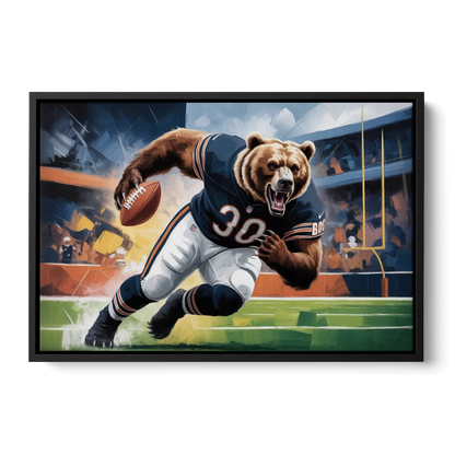Chicago Bears Impressionistic Bear Art - Black Frame Canvas