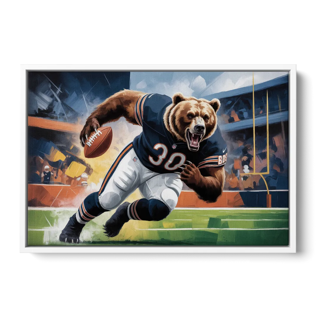Chicago Bears Impressionistic Bear Art - White Frame Canvas